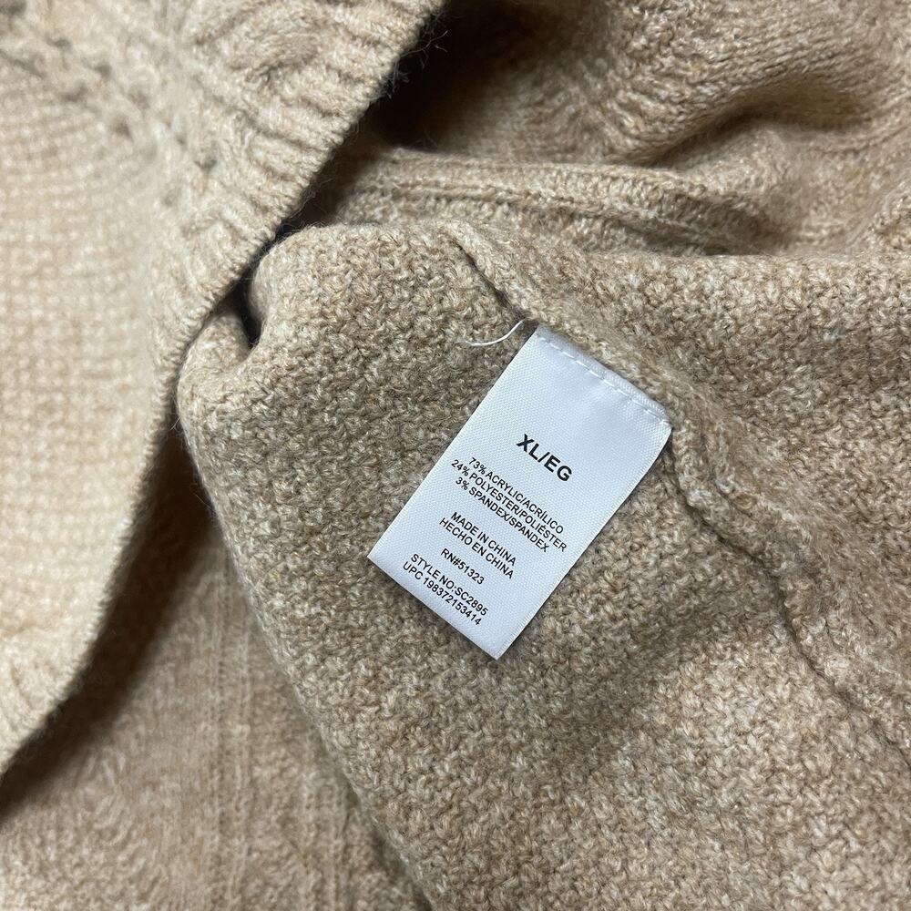 Vince Camuto Women's Warm Cozy Pullover Crew Neck Cable Sweater Latte Heather XL - Picture 10 of 11